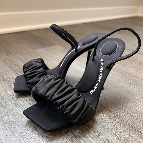 Alexander Wang size 7.5 black satin heels - Picture 2 of 6